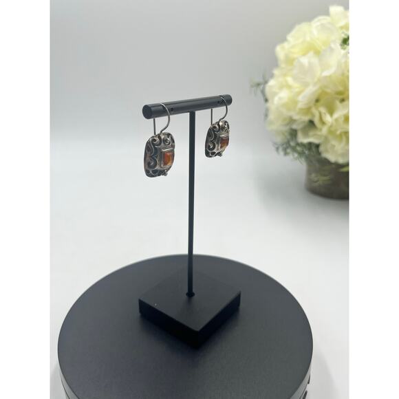 Silpada Sterling 925 Silver Square Bezel Scroll Amber
Earrings W0911 - Picture 3 of 12